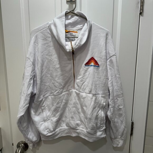 Aviator Nation Sweaters - Aviator Nation White Half Zip